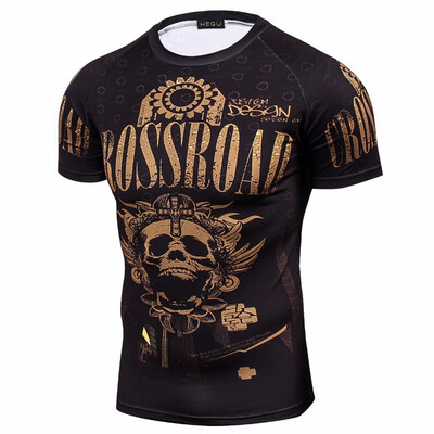 

Men T-Shirts Short Sleeve Printed Compression Sportswear Bodybuilding Running Shirts Quick Dry Tops Tee