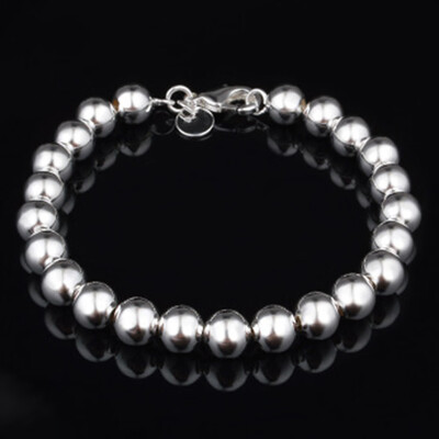 

Fashion Simple Silver Plated 8 mm Hollow Beads Bracelet Unisex Pair Bracelet Jewellery Hot Gift