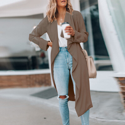 

Women Ladies Long Sleeve Waterfall Cardigan Trench Long Coat Duster Jacket Plus