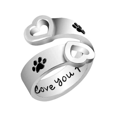 

I Will Love You Ever Letter Dog Claws Lower Knuckle Love Ring
