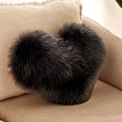 

Heart Shape Fluffy Faux Fur Plush Soft Sofa Chair Bed Room Decor Pillow Case Cushion Cover