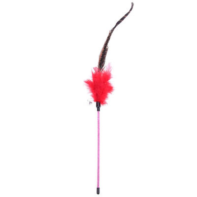 

Colorful Long Tail Feather Stick Cat Catcher Teaser Toy with Bell Cat Rod