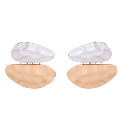 

Alloy Dangle Earrings Hammered Platinum & Golden 40x40mm