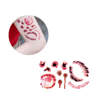 

〖Follure〗Waterproof Temporary Tattoo Sticker Scar Terror Wound Blood Injury Halloween Hot