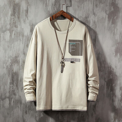 

Toponeto Mens Autumn New Trend Fashion Letter Print Loose Comfortable Long Sleeve Tops
