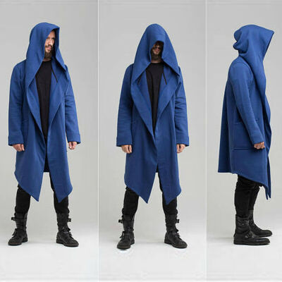 

Men Women Cardigan Hooded Cloak Cape Coat Long Jacket Trench Outwear Overcoat