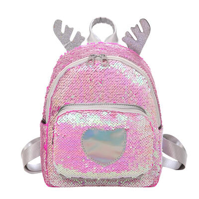 

Heart Sequins Travel Backpacks Women Glitter Small Shoulder School Bags