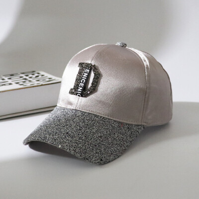 

Baseball cap womens spring&summer Korean version of the tide cap letter with drill stage hip-hop casual black shade hat