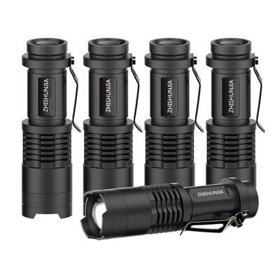 

5 Pack Bright 1200LM Mini Focusing LED Flashlight 5 Modes Waterproof Telescopic Flashlights 18650 Battery Powered