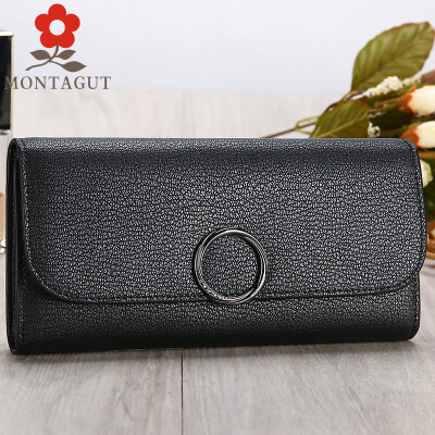 

Montagut MONTAGUT womens wallet long multi-card leather wallet female R2422261021 black