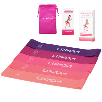 

Lixada 5PCS Sports Exercise Resistance Loop Bands Set Elastic Booty Band Set for Yoga Home Gym Training