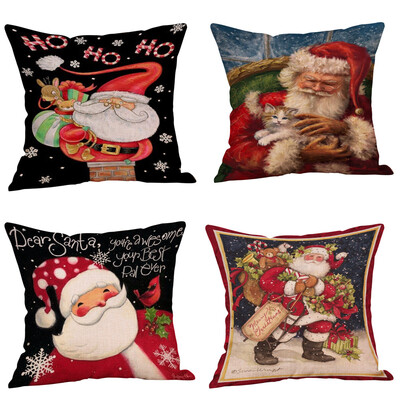 

Tailored 4PC Happy Christmas Pillow Cases Soft Sofa Cushion Cover Home Decor Pillow Case