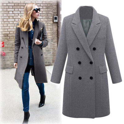 

Roseonmyhand Womens Winter Lapel Wool Coat Trench Jacket Long Parka Overcoat Outwear