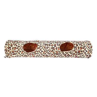 

Leopard Print Foldable Pet Cat Tunnel Play Tubes Kitten Toy with Ring Paper