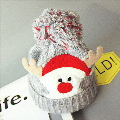 

Baby Toddler Kids Boy Girl Xmas Cute Winter Warm Knitted Crochet Beanie Hat Cap