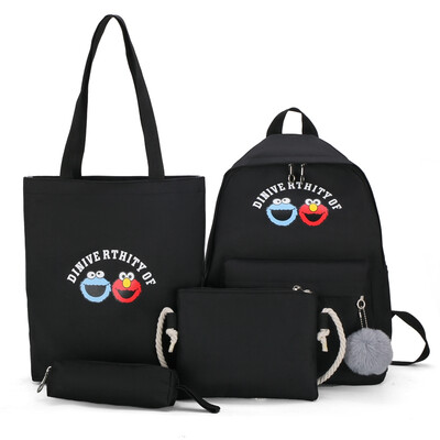

Junior high school students college Feng Xiao fresh backpack double shoulder bag female Korean version of four pieces of sesame st