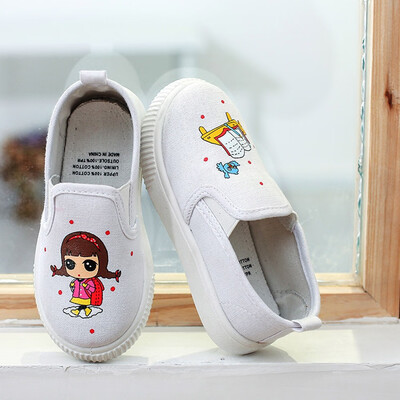 

Children Infant Kids Girls Boys Canvas Cartoon Print Flat Lazy Casual Shoes