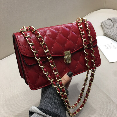 

Hong Kong style oblique bag retro chic rhomboid chain bag woman 2019 new Korean version of the single shoulder network celebrity s