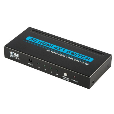 

3D Full HD 1080P HDMI 4 1 Port Switch 4 in 1 out Switcher High Definition with IR Wireless Remote Control&AC Power Adapter