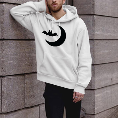 

Toponeto Mens Fashion Winter Solid Printed Long-sleeved Hooded SweatShirt Halloween Tops