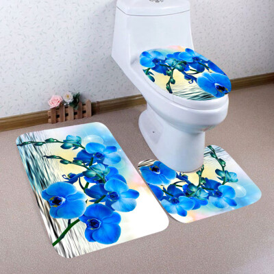 

〖Follure〗3PCS Christmas Bathroom Non-Slip Pedestal Rug Lid Toilet Cover Bath Mat Set