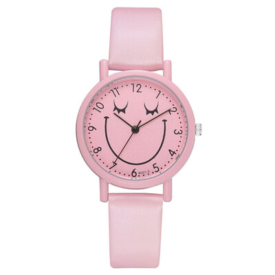 

Europe&the United States hot QQ cartoon smiley expression pack student watch trend solid color quartz watch