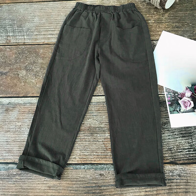 

Autumn Winter Women Casual Loose Pockets Pants Plain Straight Trousers Plus Size