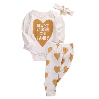 

Newborn Infant Boy Girl Romper Jumpsuit Pants Headband 3pcs Outfits Set Clothes
