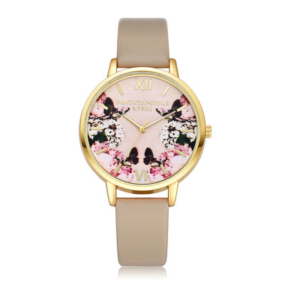 

High Quality Women Watches Colorful Pattern Dial Ladies Quartz Wristwatch Simple Leather Strap Clock Casual Relogio Feminino