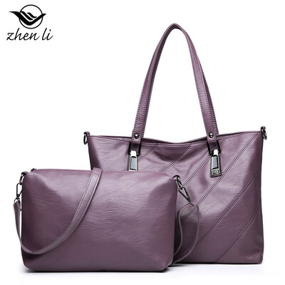 

New womens bag handbag pu leather soft face casual solid color sewing thread briefcase bag