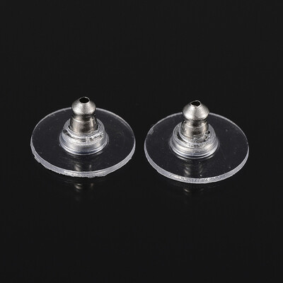 

304 Stainless Steel Ear Nuts Earrings Backs with Plastic Stainless Steel Color 11x6mm Hole 1mm