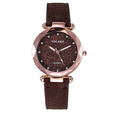 

Fashion Women Romantic Starry Sky Wrist Watches YOLAK0 Brand Leather Rhinestone Watches Clock Relogio Feminino Dropshipping