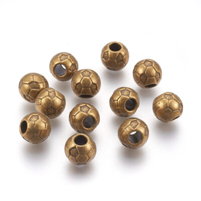 

Tibetan Style Alloy Large Hole Football Soccer European Beads Lead Free & Nickel Free Antique Bronze 11x10mm Hole 45mm