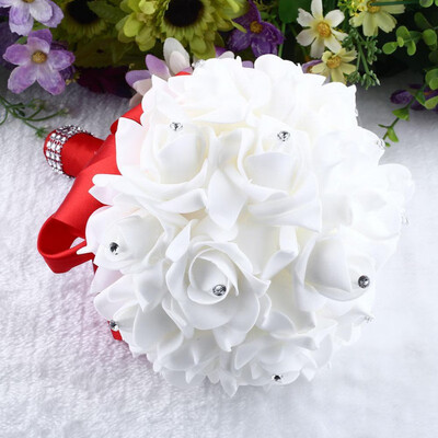 

New Hot 1 Piece Simple Cream Ivory Silk Bridal Bouquet Artificial Flowers Bridesmaid Bride Bouquet Decoration Customized