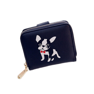 

Lady Cartoon Dog Faux Leather Clutch Short Card Holder Coin Purse Wallet Gift