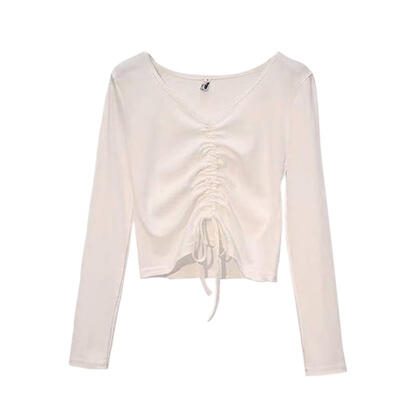 

Women Casual T-shirt Long Sleeve Solid Color Bottoming Tops Slim Costume