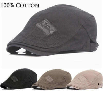 

100 Cotton Gatsby Cap Mens Ivy Hat Golf Driving Summer Flat Cabbie Newsboy Cap
