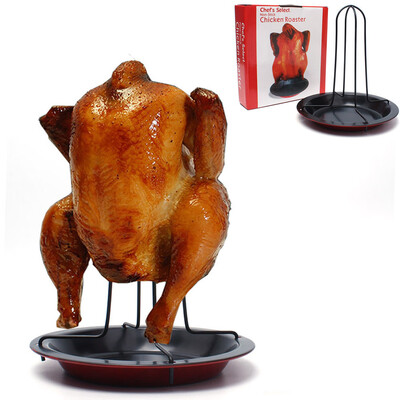 

Gobestart Chicken Duck Holder Rack Grill Stand Roasting For BBQ Rib Non Stick Carbon Steel