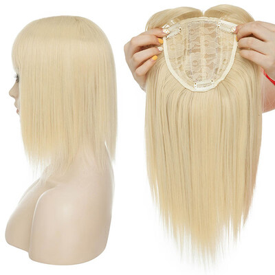 

Long Straight Hair Topper With Thin Air Bangs Clip In Hair Middle Part Synthetic Hairpiece For Women