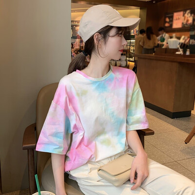 

woman Tie Dye Harajuku Funny Tshirt Summer ladies Japan Streetwear Hip Hop Tees Shirts Korean Tops T-shirt