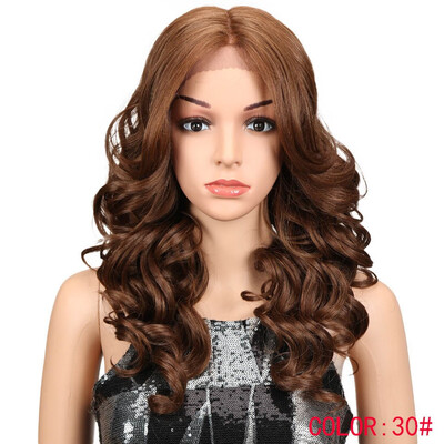 

Noble Hair 20"Inch Ombre Brown Hair Synthetic Lace Front Wigs Loose Wavy Hair Heat Hesistant Long Wavy Lace Wigs For Black Wome