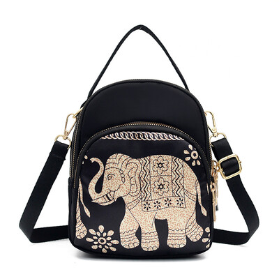 

Two-shoulder Mini Backpack Womens Oxford Cloth Bag Nylon Bag Ethnic Wind Printing One-shoulder Slant Bag