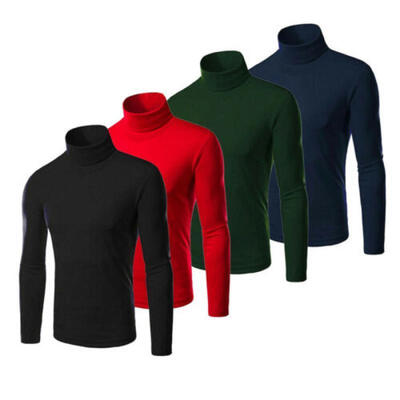 

Mens High Collar Sweater Turtleneck Long Sleeve Stretch Warm Jumper Shirts Lot