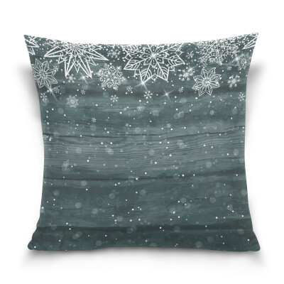 

ALAZA Throw Pillow Cover 16 X 16 inch Christmas Gift Cushion Cover with Christmas With Snowflakes Printed Pillowcase