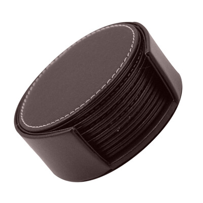 

Black Brown PU Leather Coaster Round Insulated Placemat Heat Resistant Coffee Cup Mat Home Clud Supplies
