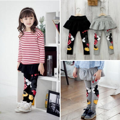 

Toddler Kids Baby Girls Mickey Minnie Pants Leggings Skirt Pants Trousers