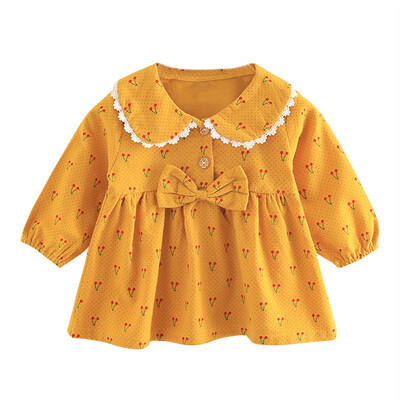 

Baby Girls Autumn CasualLong Sleeve Cherry Print Dress Kids Toddler Pageant Sundress For 6-36Months