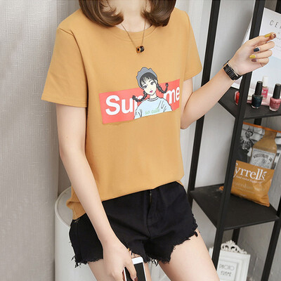 

Short-sleeved t-shirt female summer dress female wild loose cartoon half-sleeved shirt t-shirt