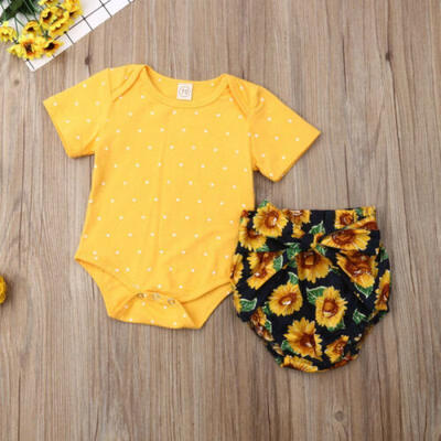 

Baby Kids Girl Infant Romper Jumpsuit Bodysuit Cotton Floral Shorts Outfits Set
