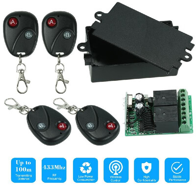

433Mhz DC 12V 2CH Universal 10A Relay Wireless Remote Control Switch Receiver Module&5PCS 2 Key RF 433 Mhz Transmitter Remote